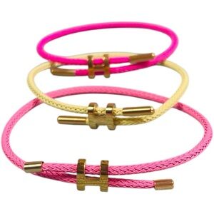 Designer Inspired Trio of Pink, Fucsia Pink and Yellow H Rope Bracelets